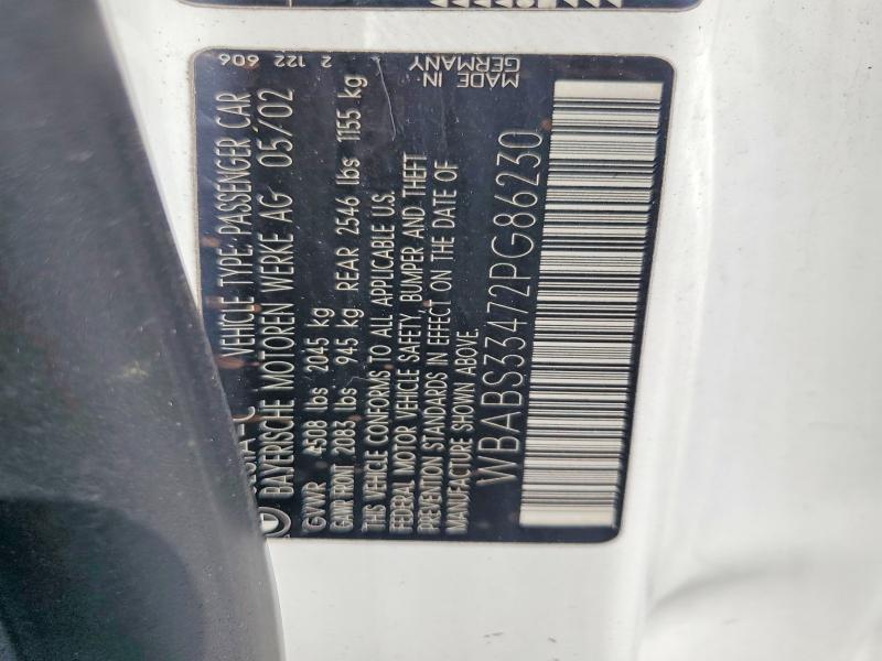 70912926 :رقم المزاد ، WBABS33472PG86230 vin ، 2002 Bmw 325 مزاد بيع