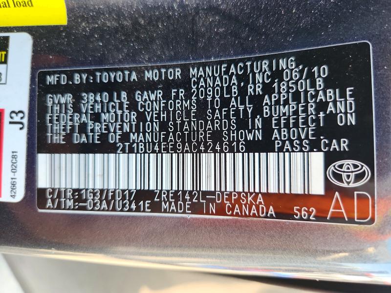 Aukcja sprzedaży 2010 Toyota Corolla, vin: 2T1BU4EE9AC424616, numer aukcji: 69436356