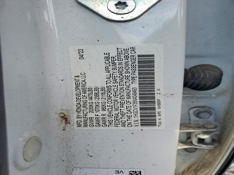 Aukcja sprzedaży 2022 Honda Accord, vin: 1HGCV1F35NA049493        , numer aukcji: 68674786