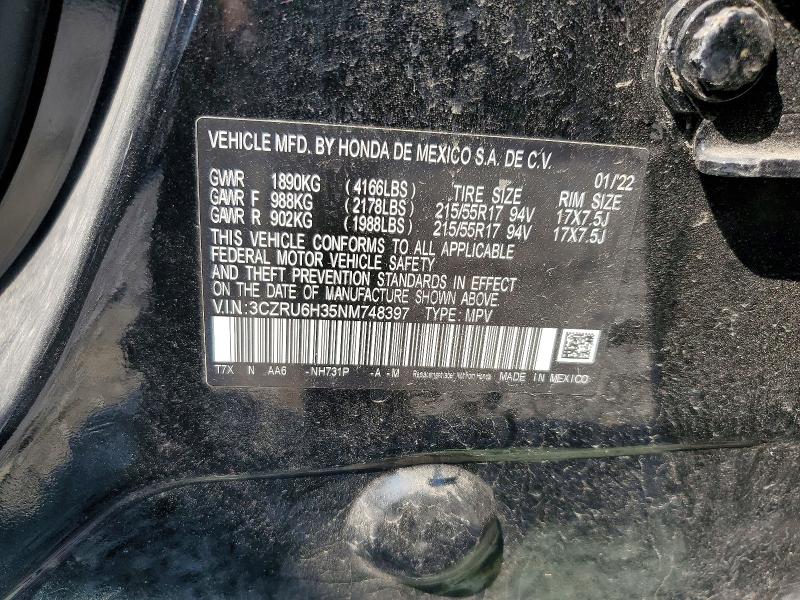 Продаж на аукціоні авто 2022 Honda Hr-v, vin: 3CZRU6H35NM748397, номер лоту: 67459966