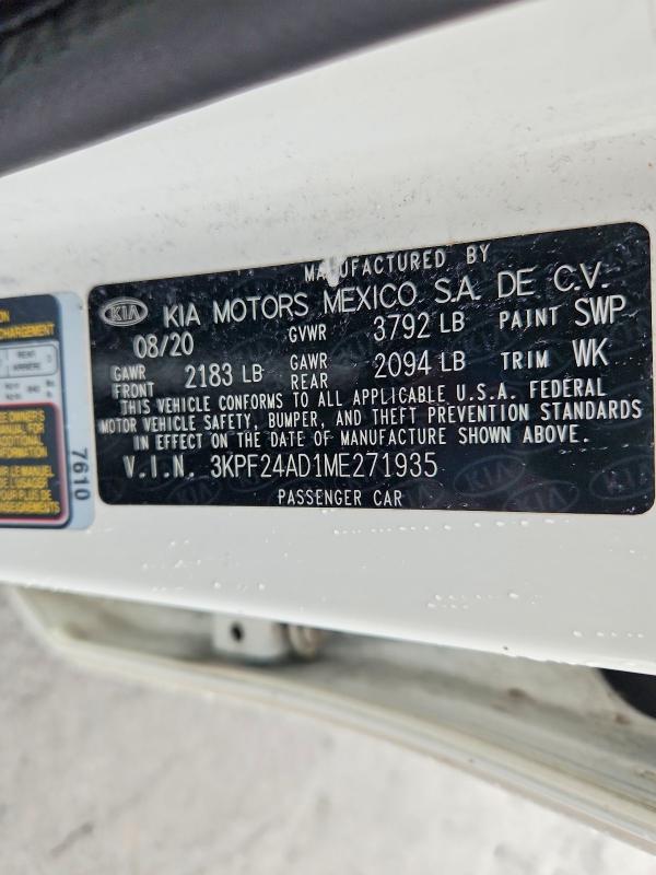 Продажа на аукционе авто 2021 Kia Forte, vin: 3KPF24AD1ME271935, номер лота: 67038586