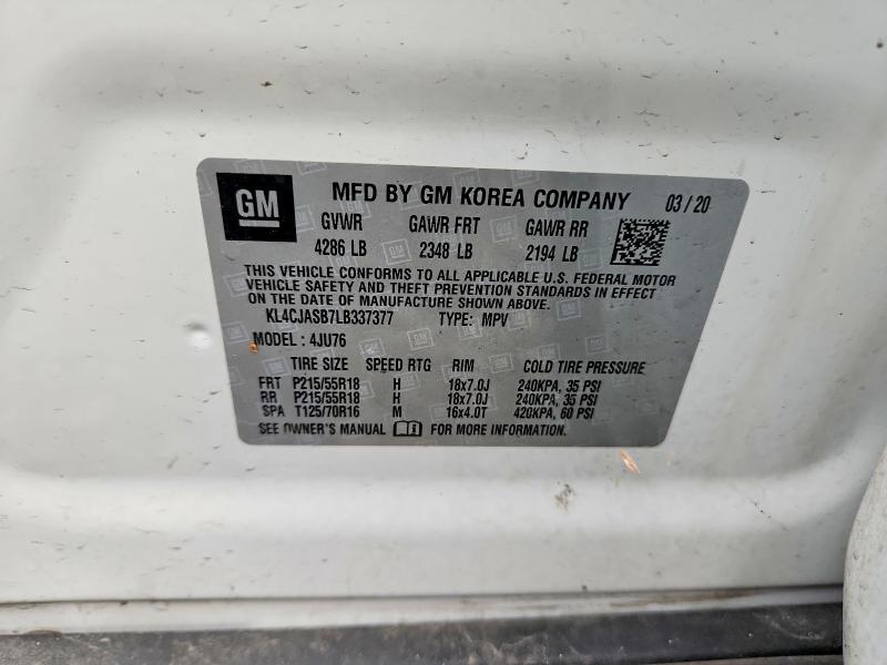 Продаж на аукціоні авто 2020 Buick Encore, vin: KL4CJASB7LB337377, номер лоту: 70539276