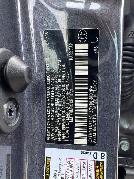Продаж на аукціоні авто 2019 Toyota C-hr, vin: NMTKHMBX1KR100724, номер лоту: 68617286