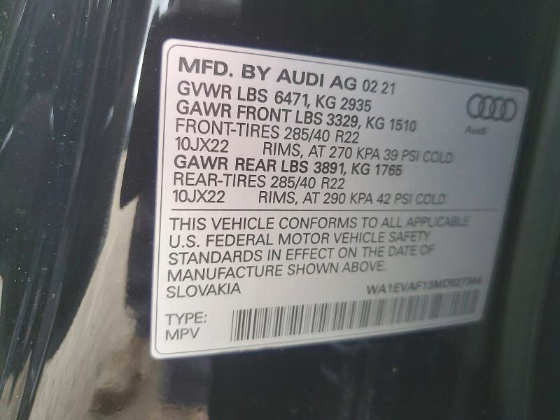 Aukcja sprzedaży 2021 Audi Q8, vin: WA1EVAF13MD027344, numer aukcji: 67365566