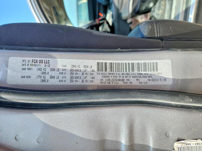 Aukcja sprzedaży 2016 Dodge Durango, vin: 1C4RDJDG7GC484380, numer aukcji: 69415506