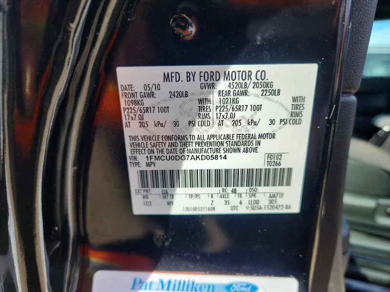 Продаж на аукціоні авто 2010 Ford Escape, vin: 1FMCU0DG7AKD05814, номер лоту: 71109326