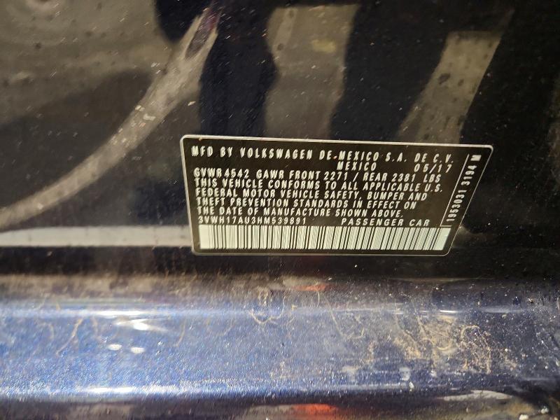 Aukcja sprzedaży 2017 Volkswagen Golf Alltrack, vin: 3VWH17AU3HM539891, numer aukcji: 67702136