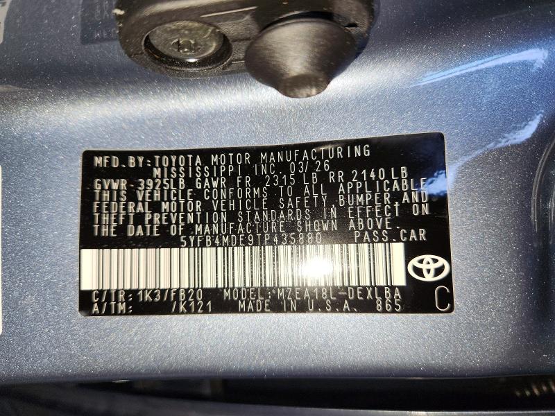 Продажа на аукционе авто 2026 Toyota Corolla, vin: 5YFB4MDE9TP435880, номер лота: 67492126