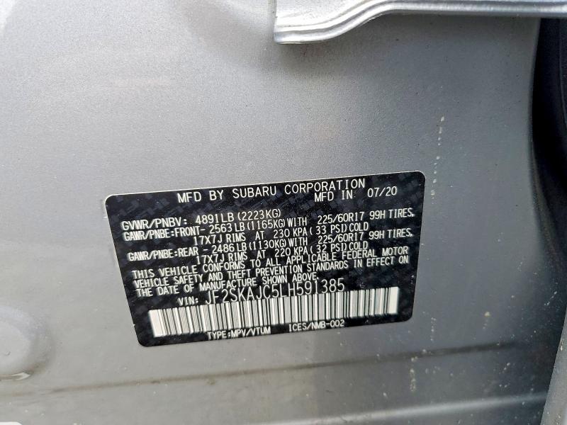 Продажа на аукционе авто 2020 Subaru Forester, vin: JF2SKAJC5LH591385, номер лота: 68595176