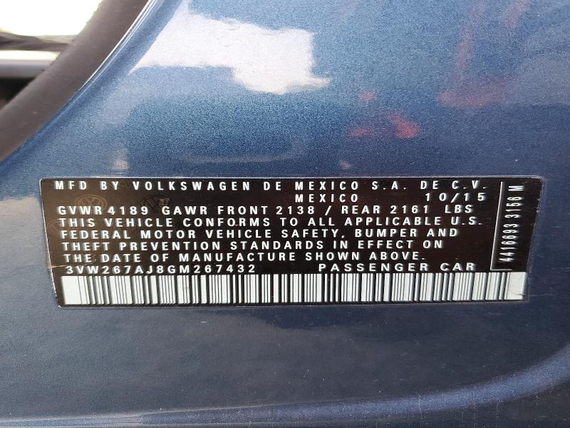 Aukcja sprzedaży 2016 Volkswagen Jetta, vin: 3VW267AJ8GM267432, numer aukcji: 68899886
