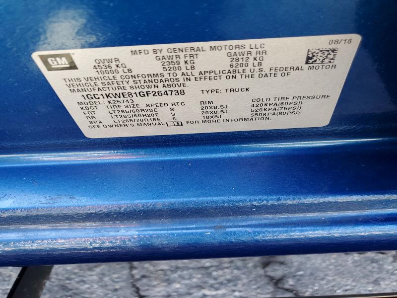 2016 Chevrolet Silverado მანქანა იყიდება აუქციონზე, vin: 1GC1KWE81GF264738, აუქციონის ნომერი: 68691596