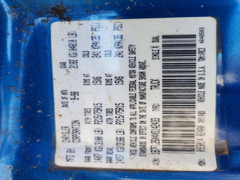 68514886 :رقم المزاد ، 1B7FL26X4XS142433 vin ، 1999 Dodge Dakota مزاد بيع