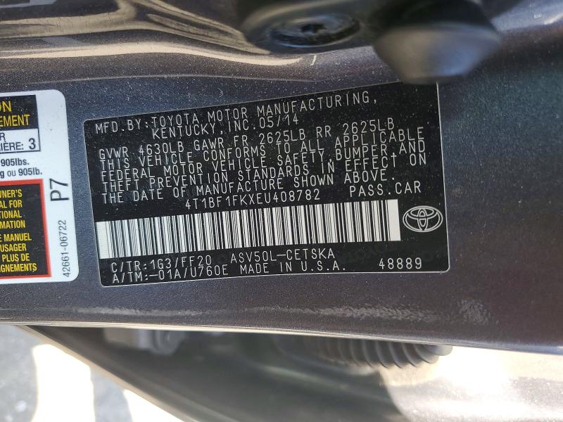 Продаж на аукціоні авто 2014 Toyota Camry, vin: 4T1BF1FKXEU408782, номер лоту: 69022586