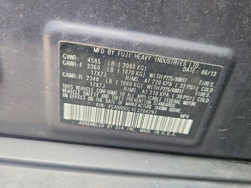 2014 Subaru Outback მანქანა იყიდება აუქციონზე, vin: 4S4BRBDC4E3204297, აუქციონის ნომერი: 71282996