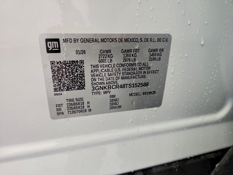 70648106 :رقم المزاد ، 3GNKBCR48TS152588 vin ، 2026 Chevrolet Blazer مزاد بيع