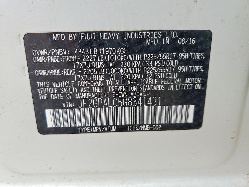 Aukcja sprzedaży 2016 Subaru Crosstrek, vin: JF2GPALC5G8341431, numer aukcji: 69469896