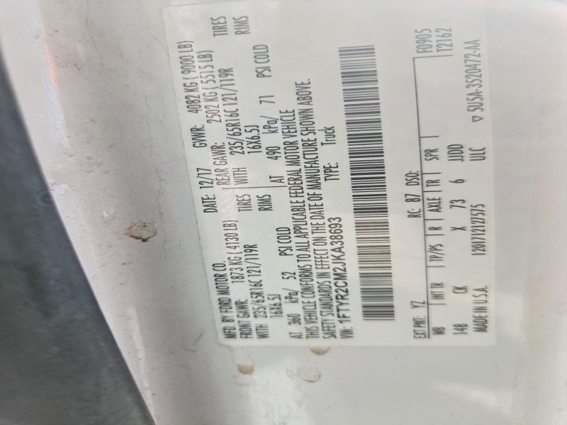 2018 Ford Transit მანქანა იყიდება აუქციონზე, vin: 1FTYR2CM2JKA38693, აუქციონის ნომერი: 68691276