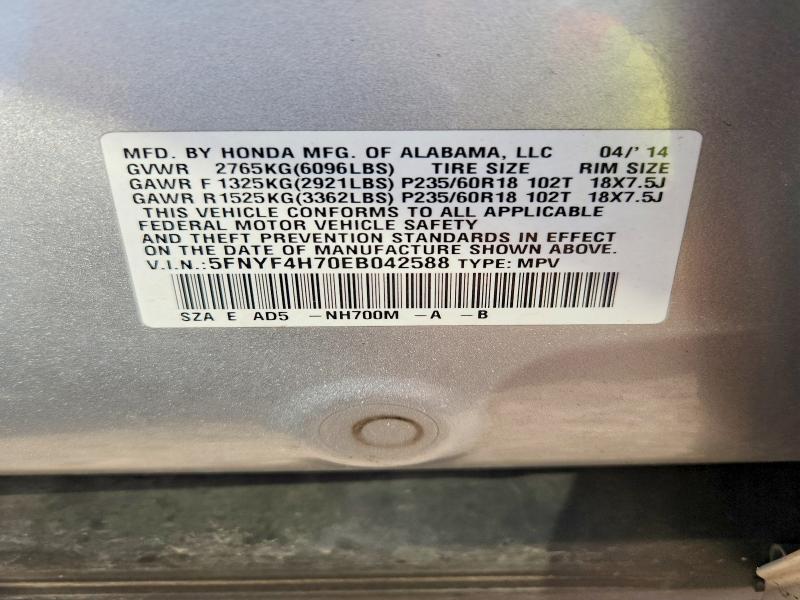 Aukcja sprzedaży 2014 Honda Pilot, vin: 5FNYF4H70EB042588, numer aukcji: 68302026