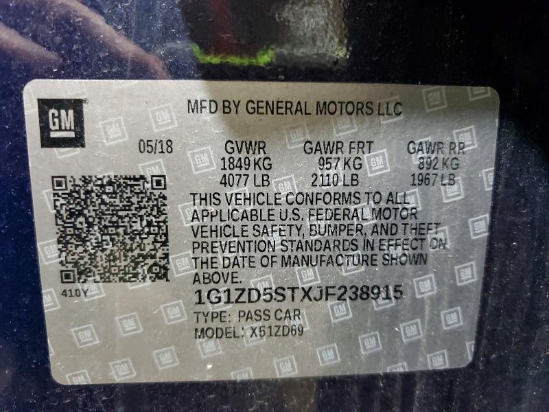 Aukcja sprzedaży 2018 Chevrolet Malibu, vin: 1G1ZD5STXJF238915, numer aukcji: 68947836