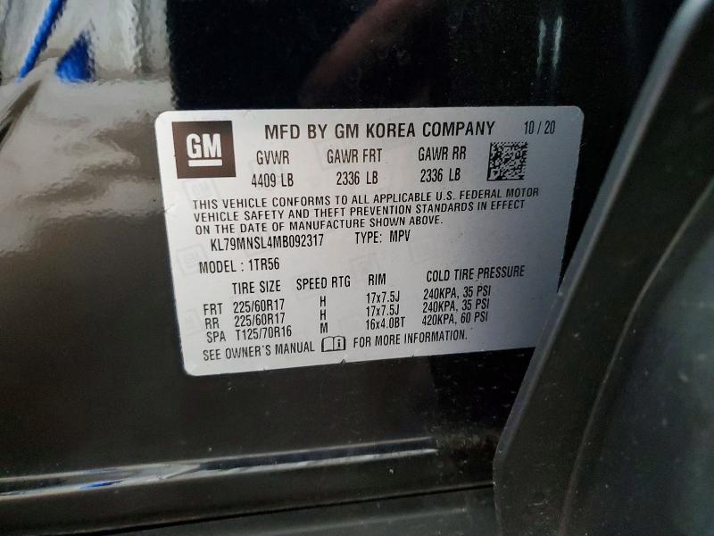 Aukcja sprzedaży 2021 Chevrolet Trailblazer, vin: KL79MNSL4MB092317, numer aukcji: 69083106
