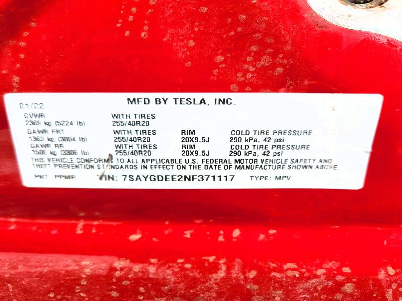 Продаж на аукціоні авто 2022 Tesla Model Y, vin: 7SAYGDEE2NF371117, номер лоту: 67551386