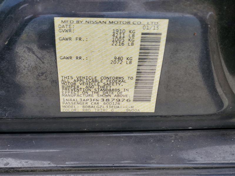 Aukcja sprzedaży 2015 Nissan Altima, vin: 1N4AL3AP3FN387976, numer aukcji: 67108546