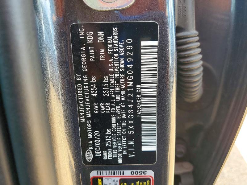 Aukcja sprzedaży 2021 Kia K5, vin: 5XXG34J21MG049290, numer aukcji: 67855416