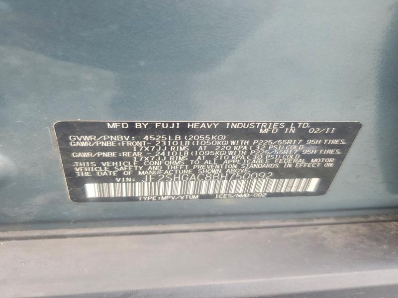 Aukcja sprzedaży 2011 Subaru Forester, vin: JF2SHGAC8BH750092, numer aukcji: 67291996