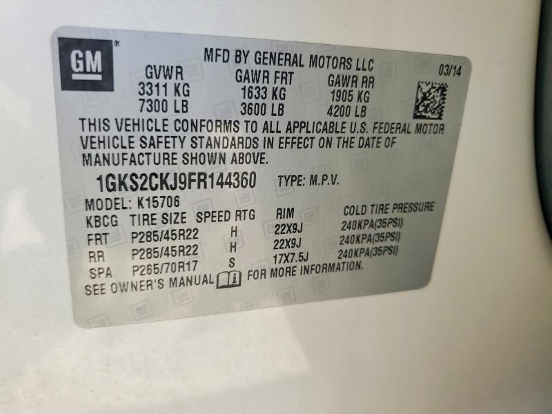 Продаж на аукціоні авто 2015 Gmc Yukon, vin: 1GKS2CKJ9FR144360, номер лоту: 70617246
