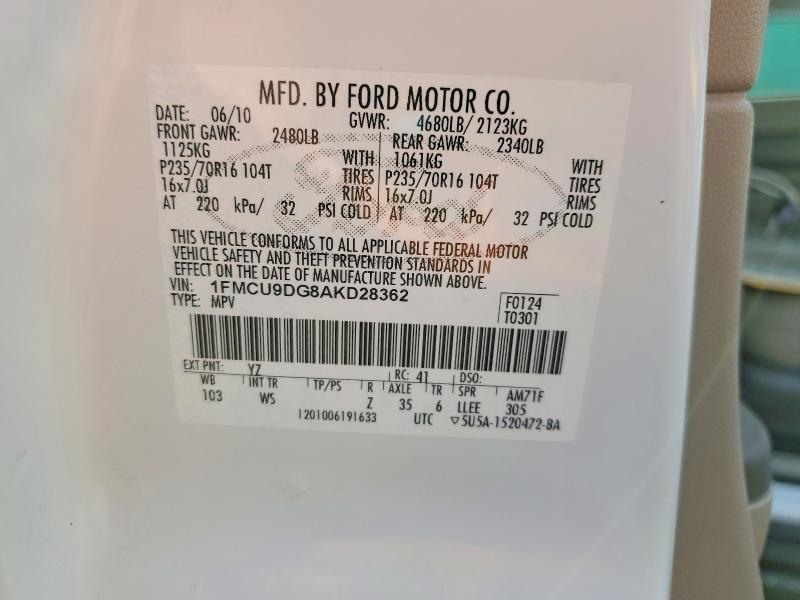 Продажа на аукционе авто 2010 Ford Escape, vin: 1FMCU9DG8AKD28362, номер лота: 70137586
