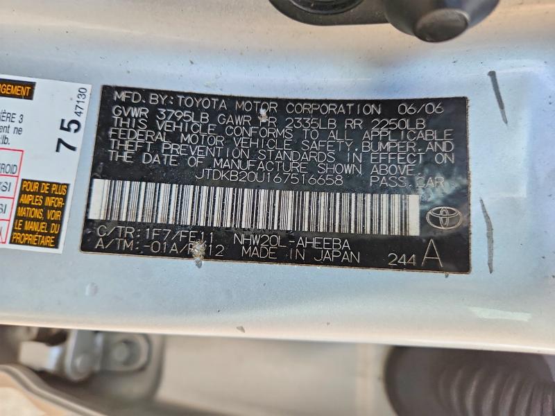 Aukcja sprzedaży 2006 Toyota Prius, vin: JTDKB20U167516658, numer aukcji: 70830006
