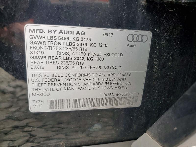 Продажа на аукционе авто 2018 Audi Q5, vin: WA1BNAFY5J2063821, номер лота: 67438756