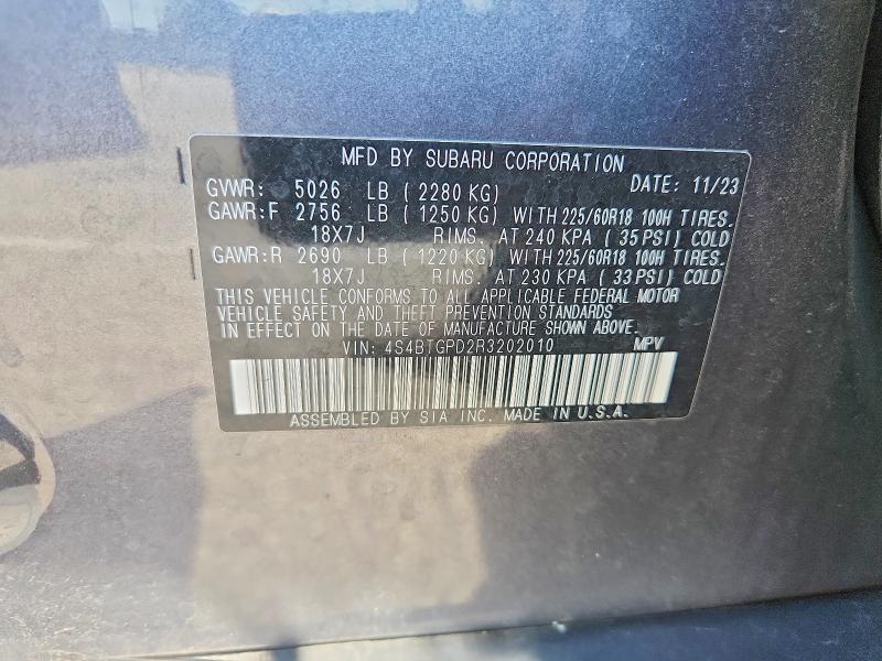 Продажа на аукционе авто 2024 Subaru Outback, vin: 4S4BTGPD2R3202010, номер лота: 67712606