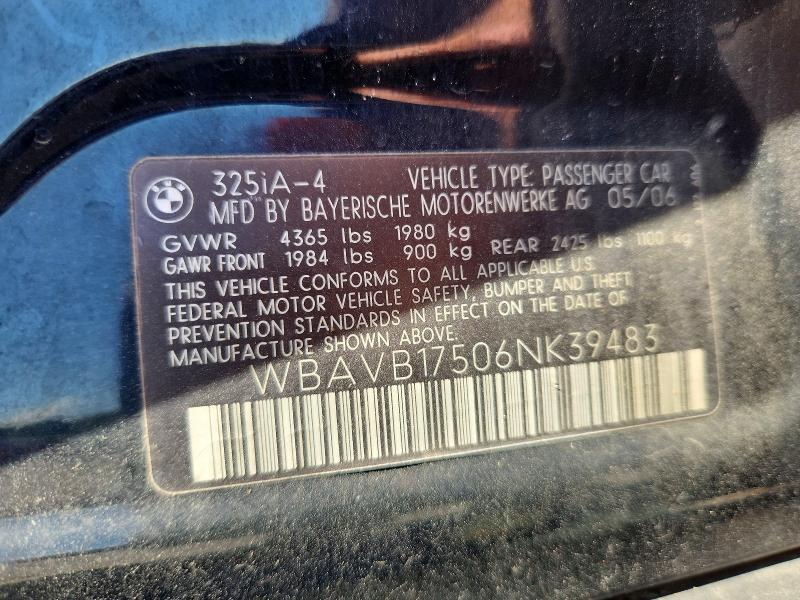 Aukcja sprzedaży 2006 Bmw 325, vin: WBAVB17506NK39483, numer aukcji: 68828516