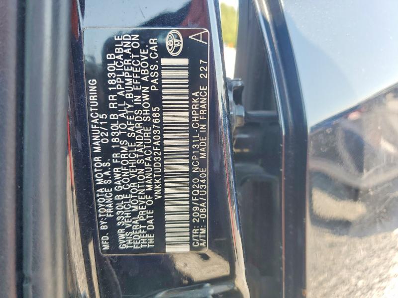2015 Toyota Yaris მანქანა იყიდება აუქციონზე, vin: VNKKTUD32FA037685, აუქციონის ნომერი: 69740596