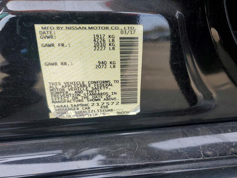 Продажа на аукционе авто 2017 Nissan Altima, vin: 1N4AL3AP9HC217572, номер лота: 68768866