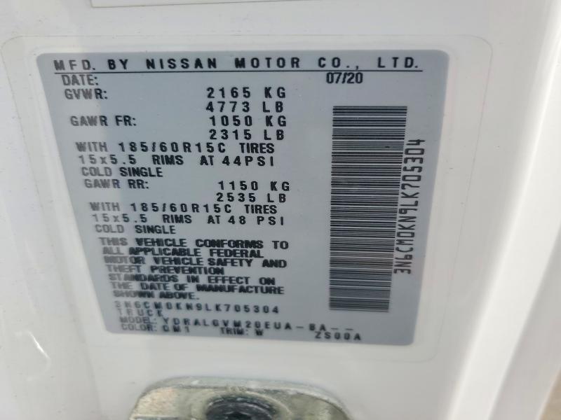 68575176 :رقم المزاد ، 3N6CM0KN9LK705304 vin ، 2020 Nissan Nv200 مزاد بيع