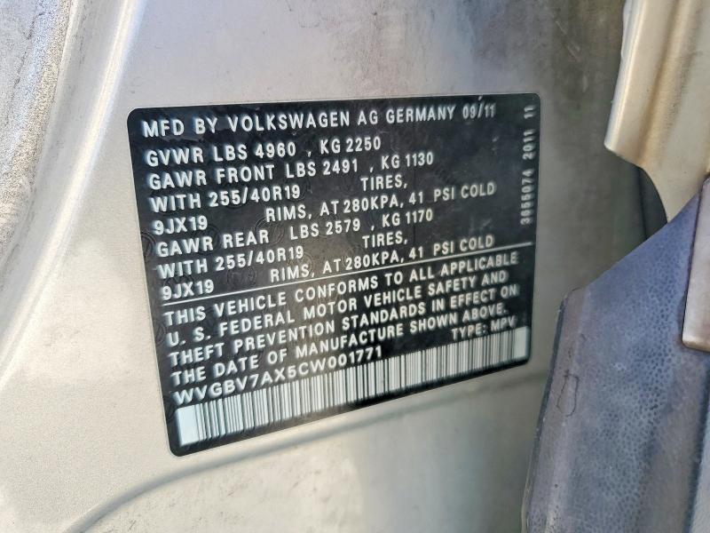 Aukcja sprzedaży 2012 Volkswagen Tiguan, vin: WVGBV7AX5CW001771, numer aukcji: 69030126