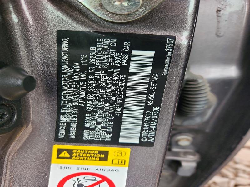 2016 Toyota Camry მანქანა იყიდება აუქციონზე, vin: 4T4BF1FK2GR537379, აუქციონის ნომერი: 66994056