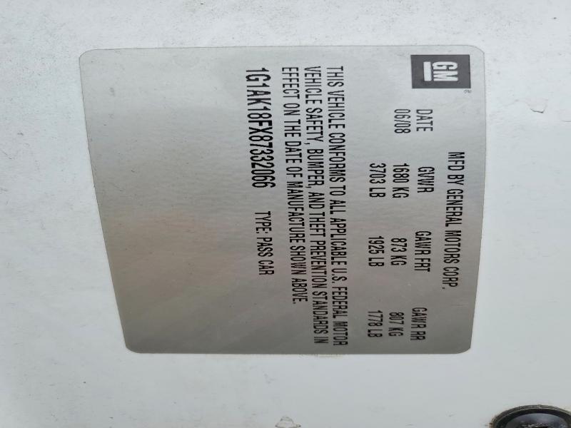 Aukcja sprzedaży 2008 Chevrolet Cobalt, vin: 1G1AK18FX87332066, numer aukcji: 69448396