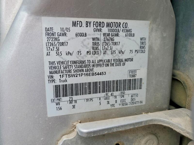 Продажа на аукционе авто 2006 Ford F250, vin: 1FTSW21P16EB54453, номер лота: 69508426