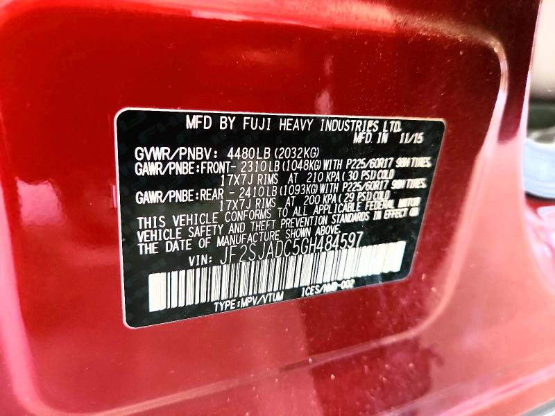 Продажа на аукционе авто 2016 Subaru Forester, vin: JF2SJADC5GH484597, номер лота: 67029816