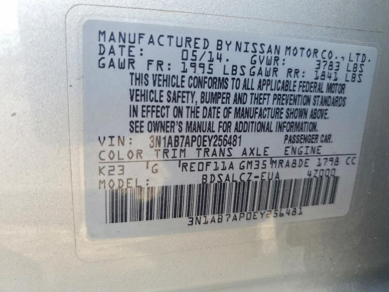 Aukcja sprzedaży 2014 Nissan Sentra, vin: 3N1AB7AP0EY256481, numer aukcji: 67293856