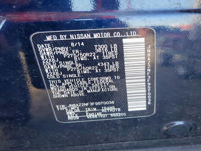 Aukcja sprzedaży 2015 Infiniti Qx80, vin: JN8AZ2NF3F9570036, numer aukcji: 68056746