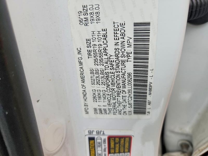 69508986 :رقم المزاد ، 5J8TC2H35LL006296 vin ، 2020 Acura Rdx مزاد بيع