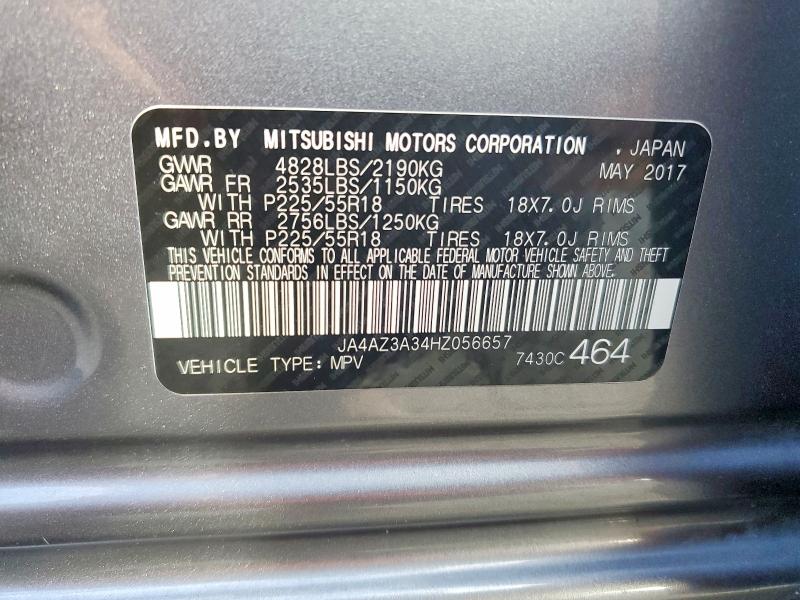 Продажа на аукционе авто 2017 Mitsubishi Outlander, vin: JA4AZ3A34HZ056657, номер лота: 70616856
