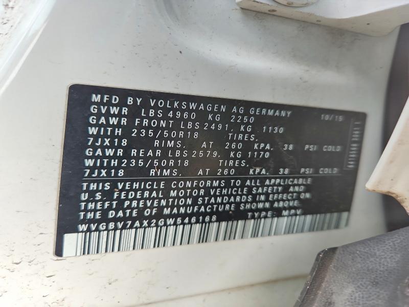Продаж на аукціоні авто 2016 Volkswagen Tiguan, vin: WVGBV7AX2GW546168, номер лоту: 67705696