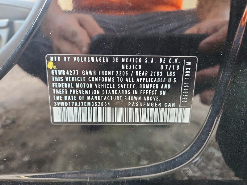 2014 Volkswagen Jetta მანქანა იყიდება აუქციონზე, vin: 3VWD17AJ7EM352864, აუქციონის ნომერი: 68770046