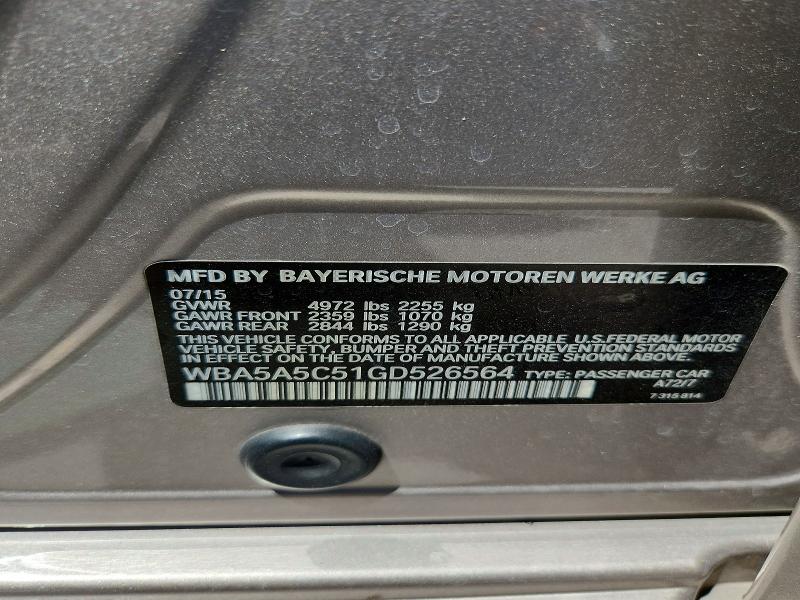 Auction sale of the 2016 Bmw 528, vin: WBA5A5C51GD526564, lot number: 67146526