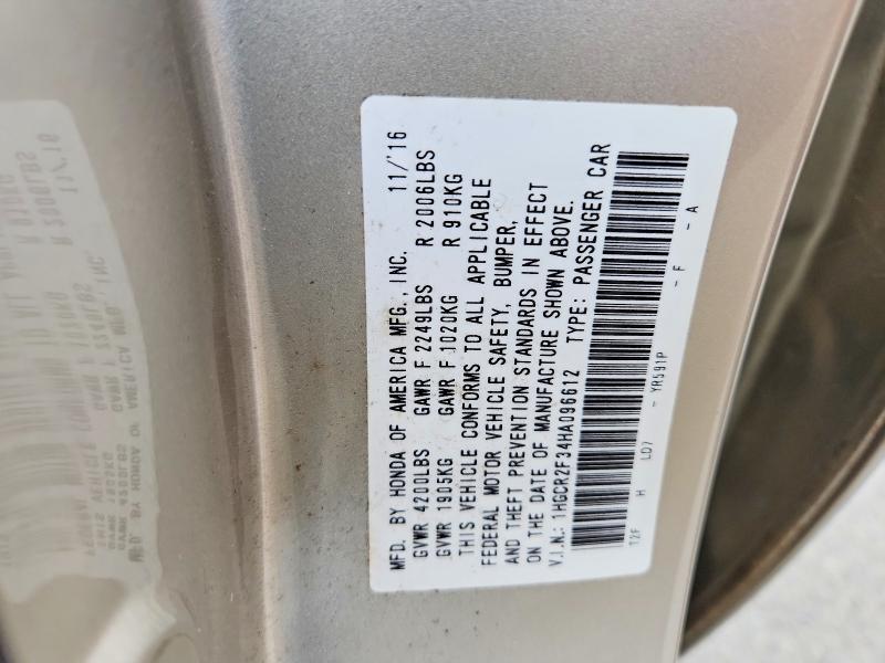 Продажа на аукционе авто 2017 Honda Accord, vin: 1HGCR2F34HA096612, номер лота: 69743646